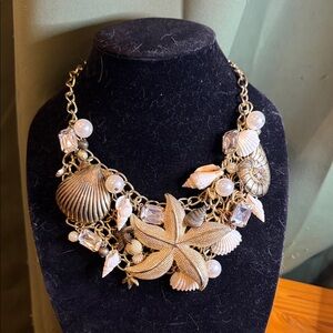 Gold and Silver Seashell Statement Necklace
